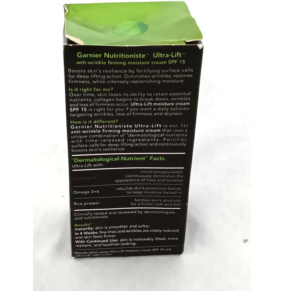 Garnier Nutrioniste Ultra Lift Anti Wrinkle Firming Moisture Cream 1.6 oz. SPF15